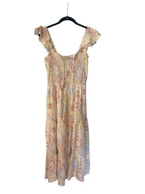 Arizona Jean Company Cream Floral Maxi Dress with Ruffles